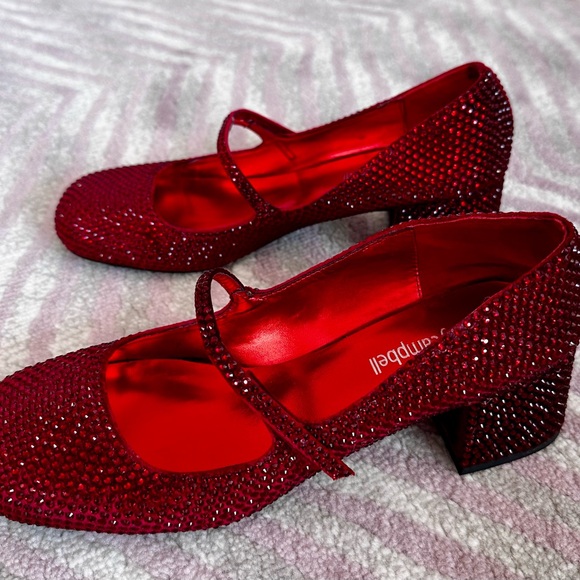 Jeffrey Campbell crystal embellished Mary Jane in red size 5.5 - Picture 2 of 4